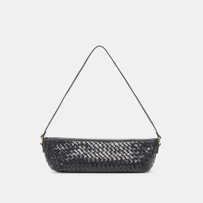 Savaii Black Woven Leather Shoulder Bag | Dolce Vita
