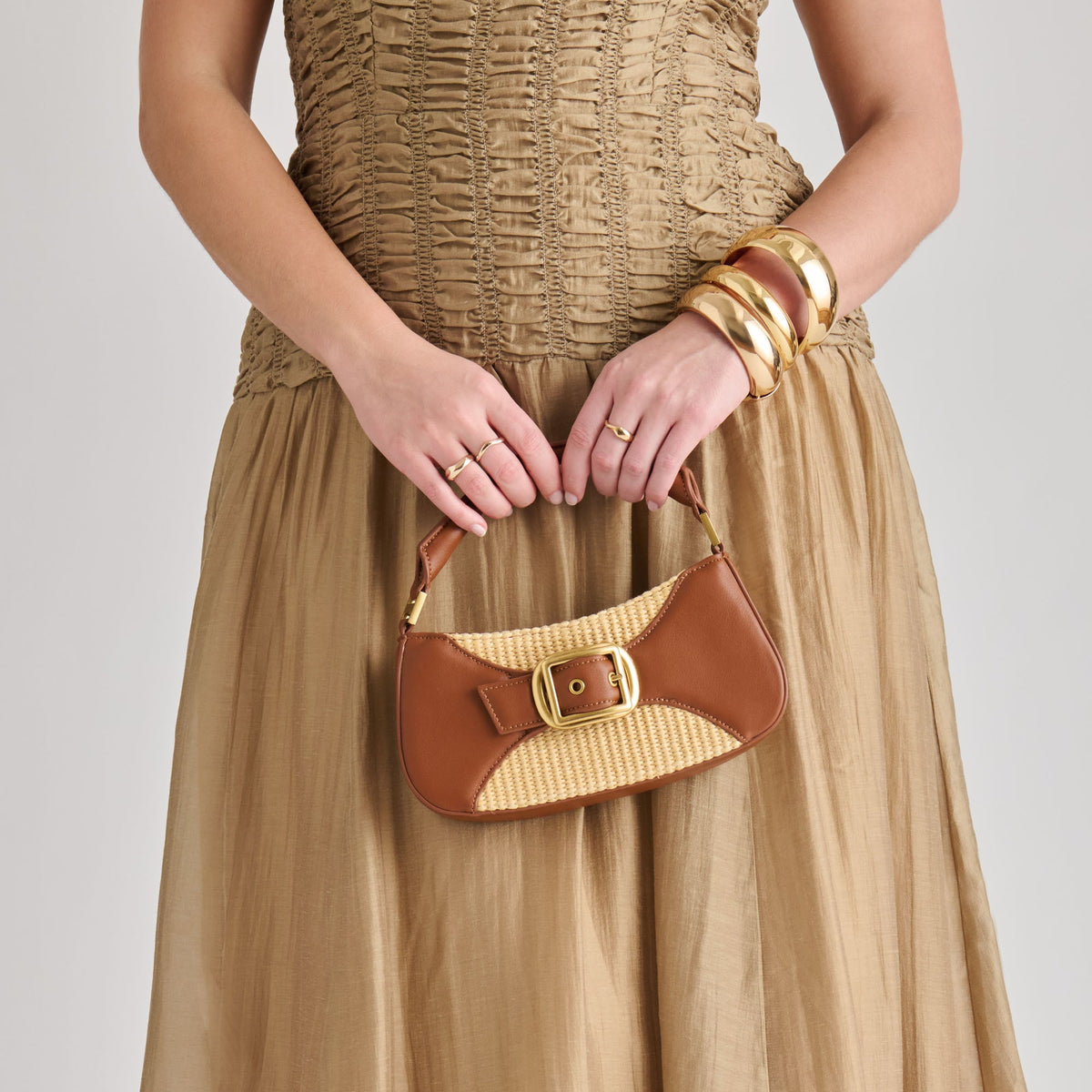 Nuala Raffia Saddle Stella Handbag | Dolce Vita
