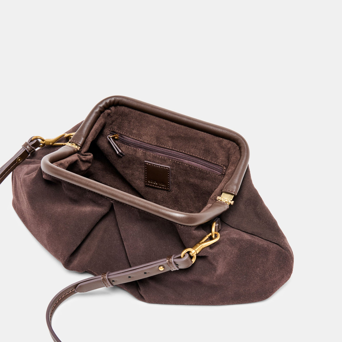 Sahara Espresso Suede Clutch | Dolce Vita