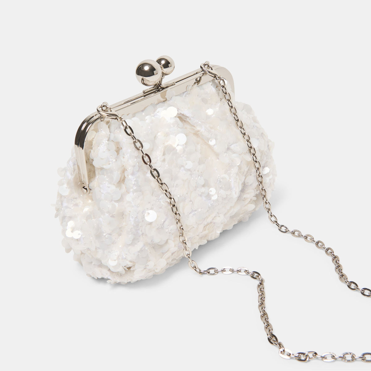 Kendall White Sequin Clutch | Dolce Vita