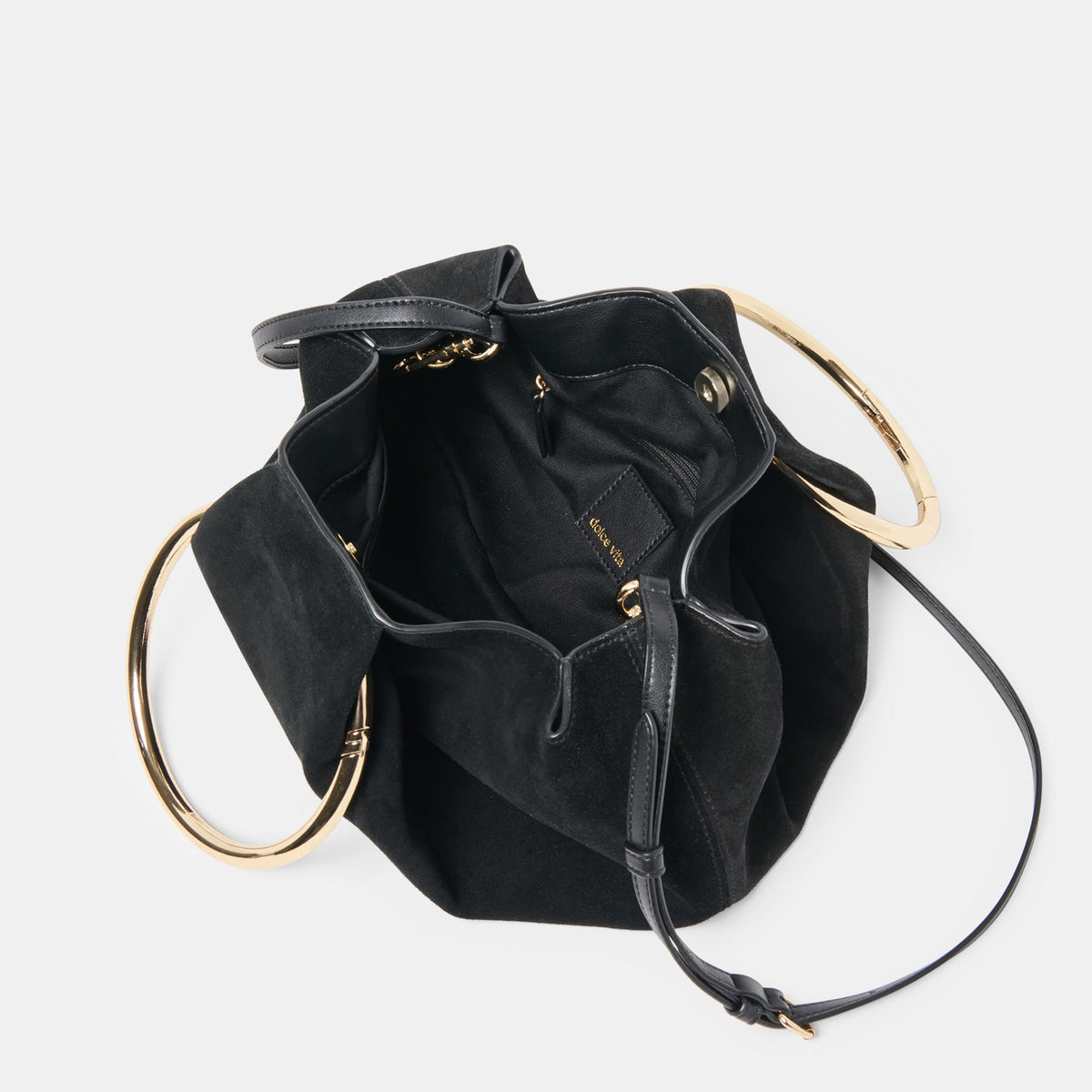 Channing Black Suede Handbag | Dolce Vita