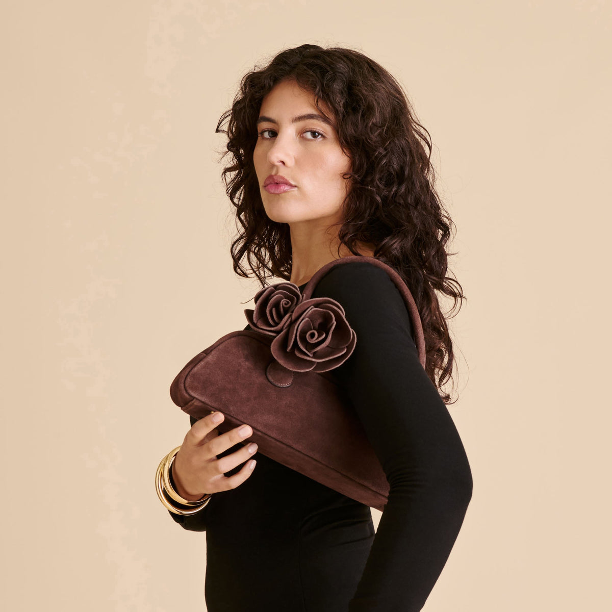 Boracay Chocolate Suede Shoulder Bag | Dolce Vita