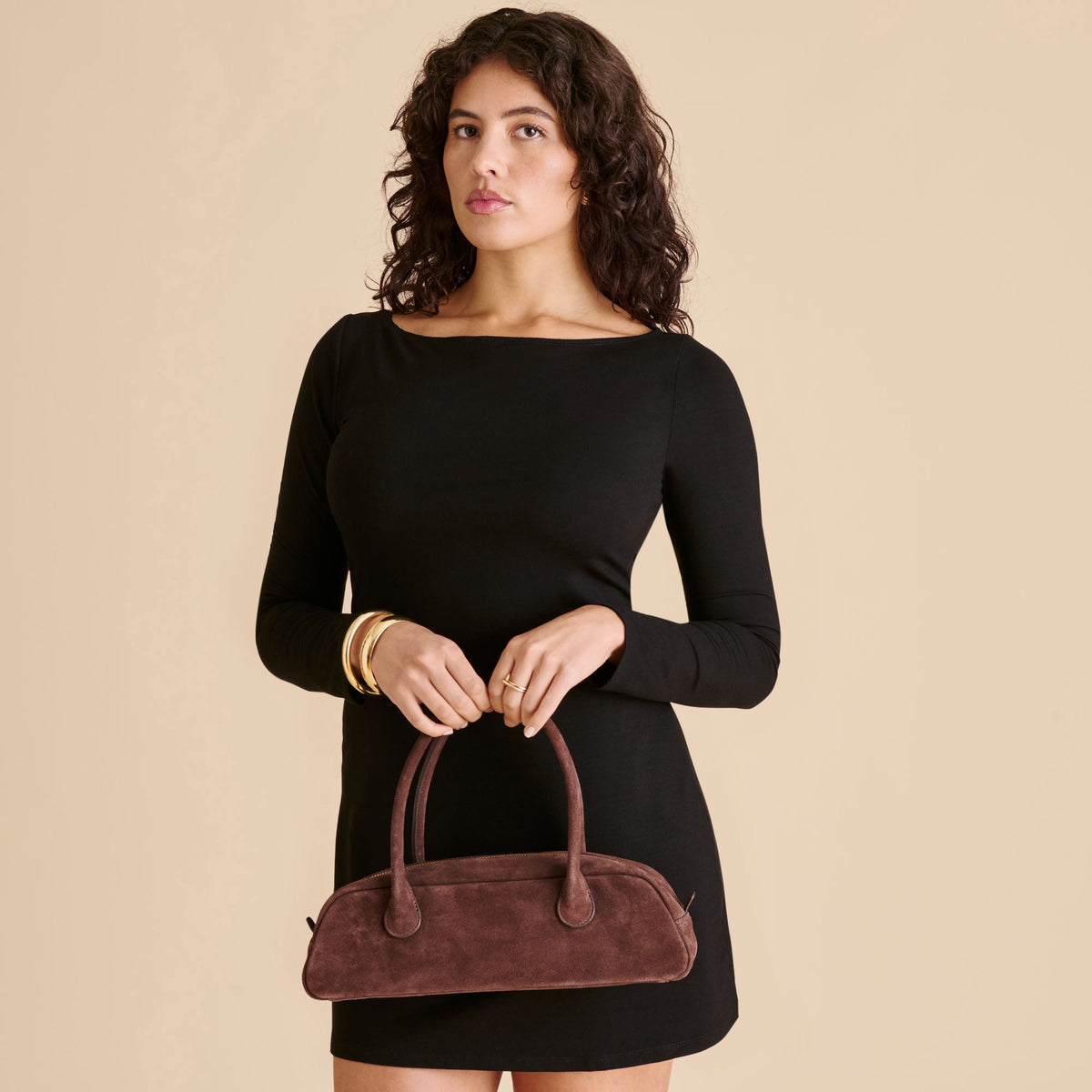 Boracay Chocolate Suede Shoulder Bag | Dolce Vita