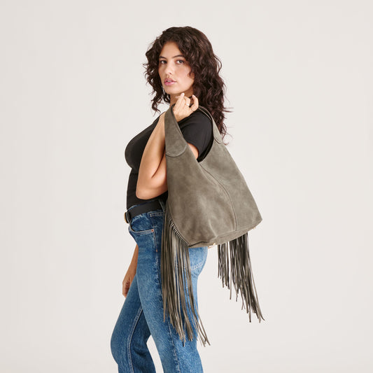 Nakoma Olive Suede Shoulder Bag | Dolce Vita