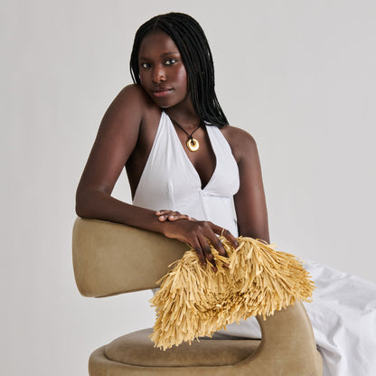 Serina Natural Raffia Clutch | Dolce Vita