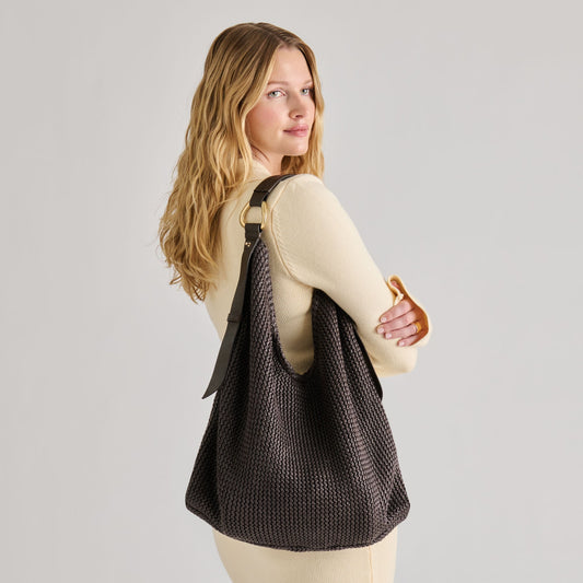 Miriel Chocolate Raffia Tote | Dolce Vita