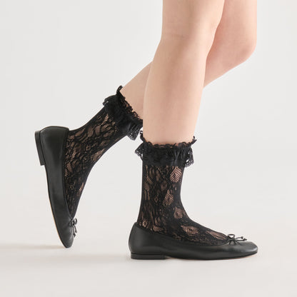 Lace Ruffle Black Crew Socks | Dolce Vita