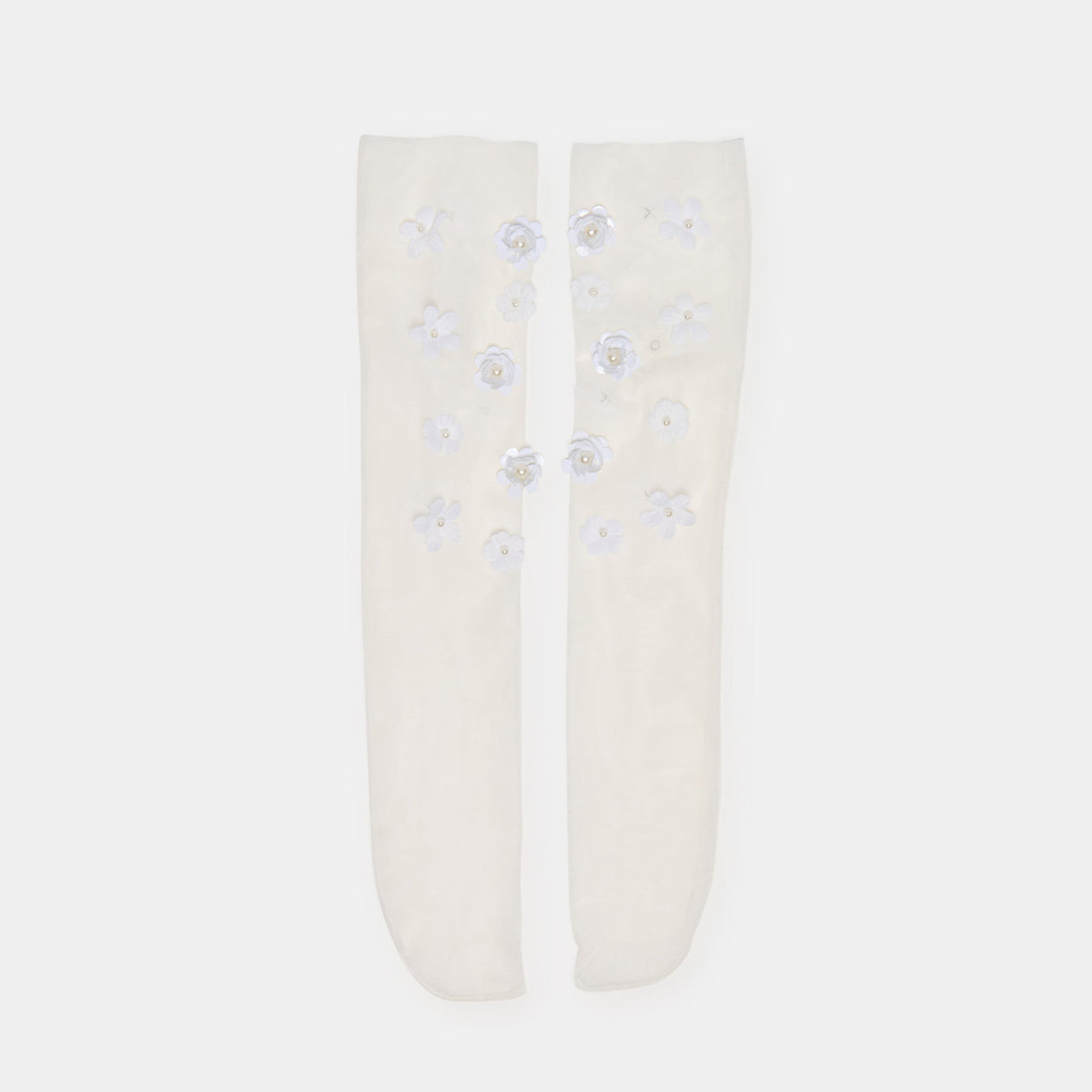 Floral Chiffon White Slouch Socks | Dolce Vita