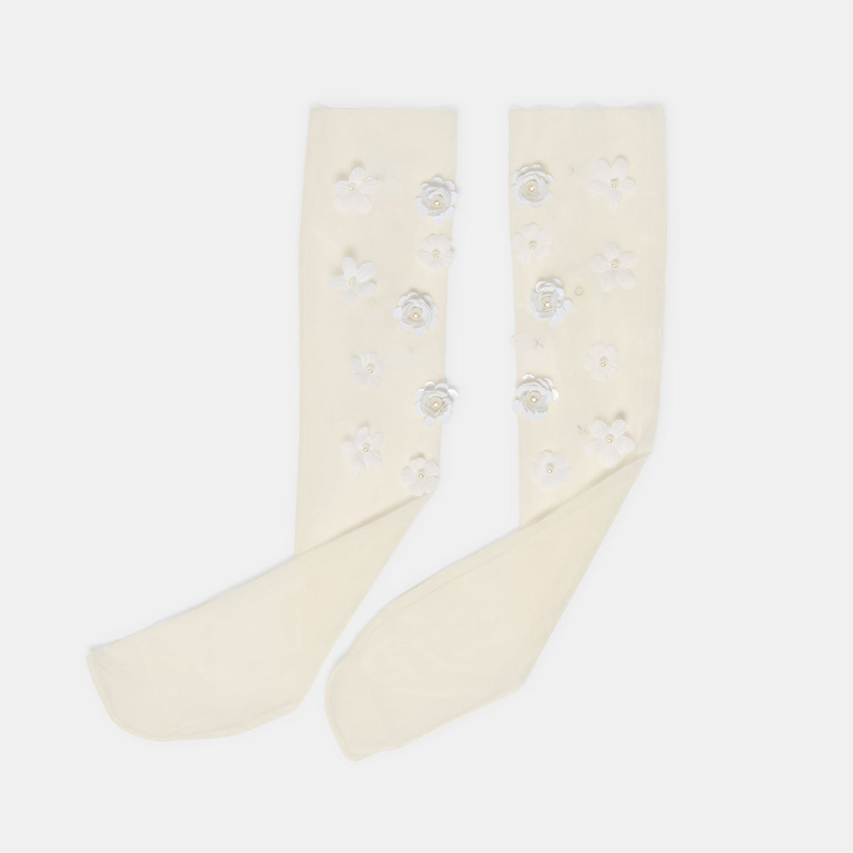 Floral Chiffon White Slouch Socks | Dolce Vita