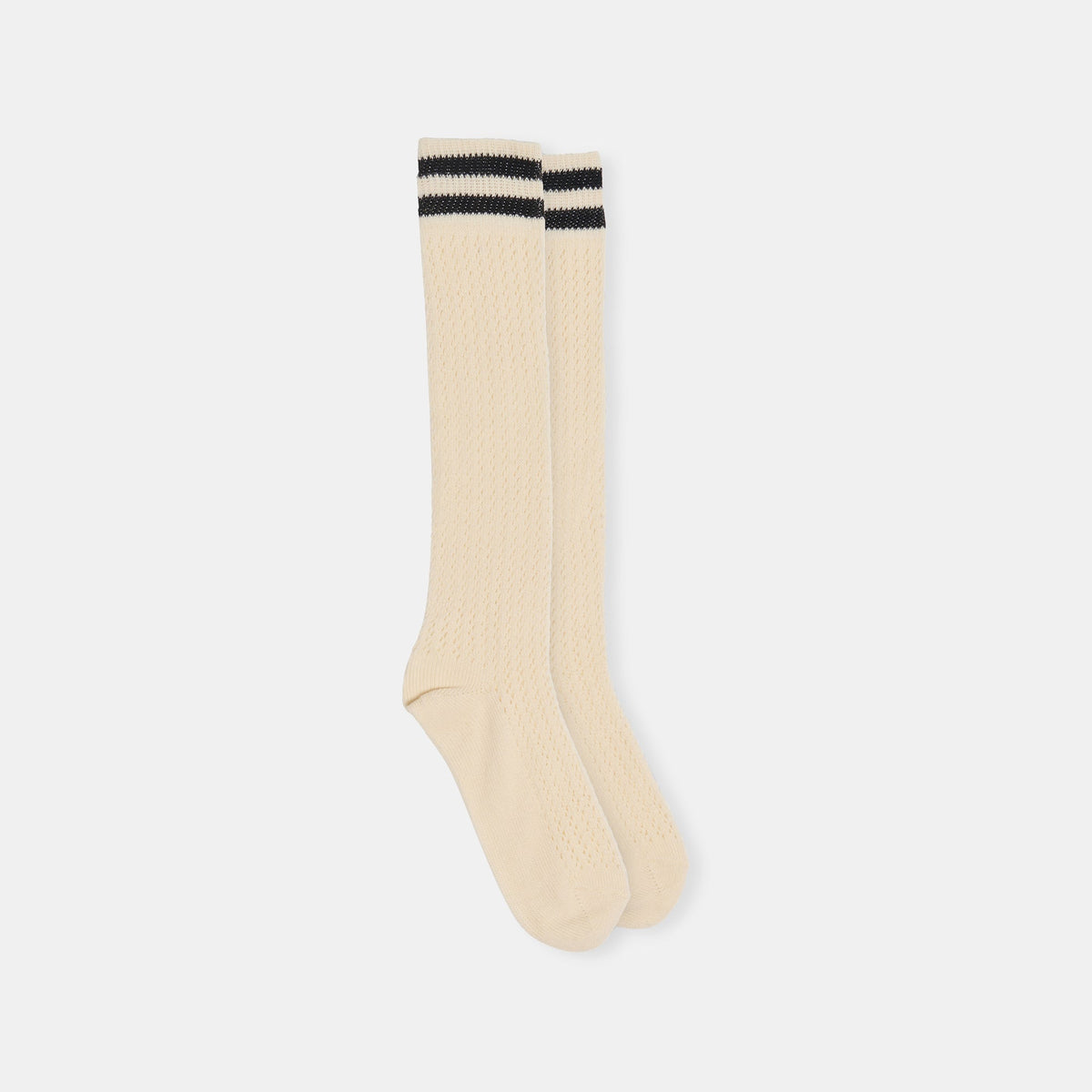 Pointelle Striped Black White Knee High Sock | Dolce Vita