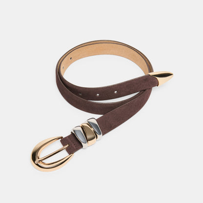 Mixed Metal Mahogany Buckle Belt | Dolce Vita