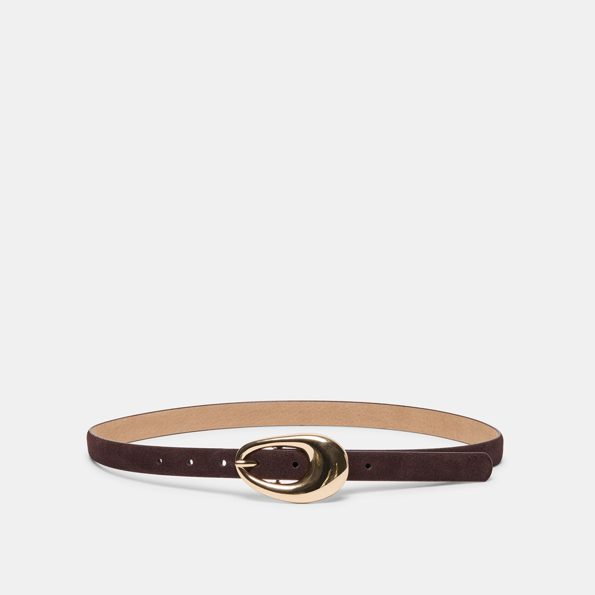 Organic Oval Mahogany Gold Buckle Belt | Dolce Vita