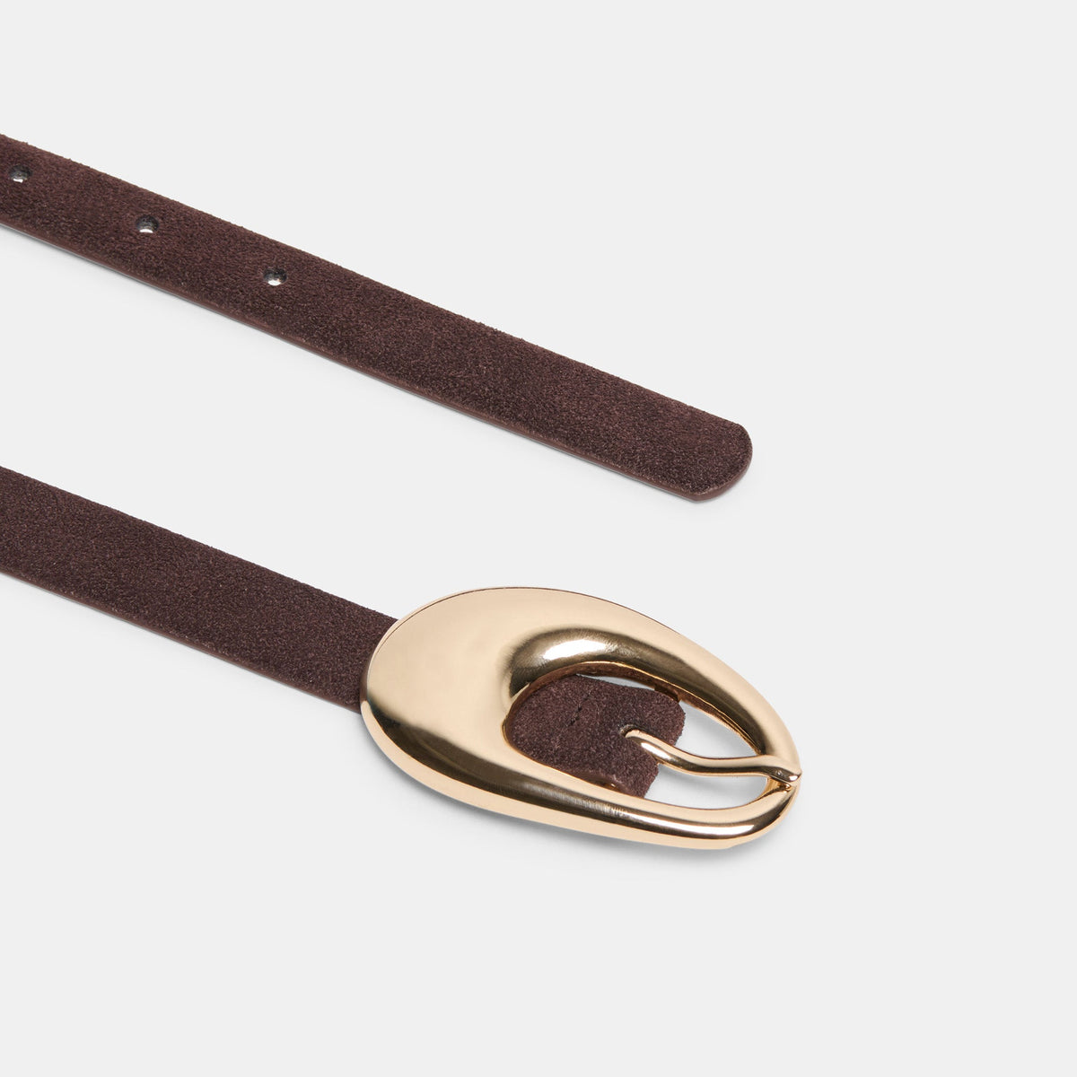 Organic Oval Mahogany Gold Buckle Belt | Dolce Vita