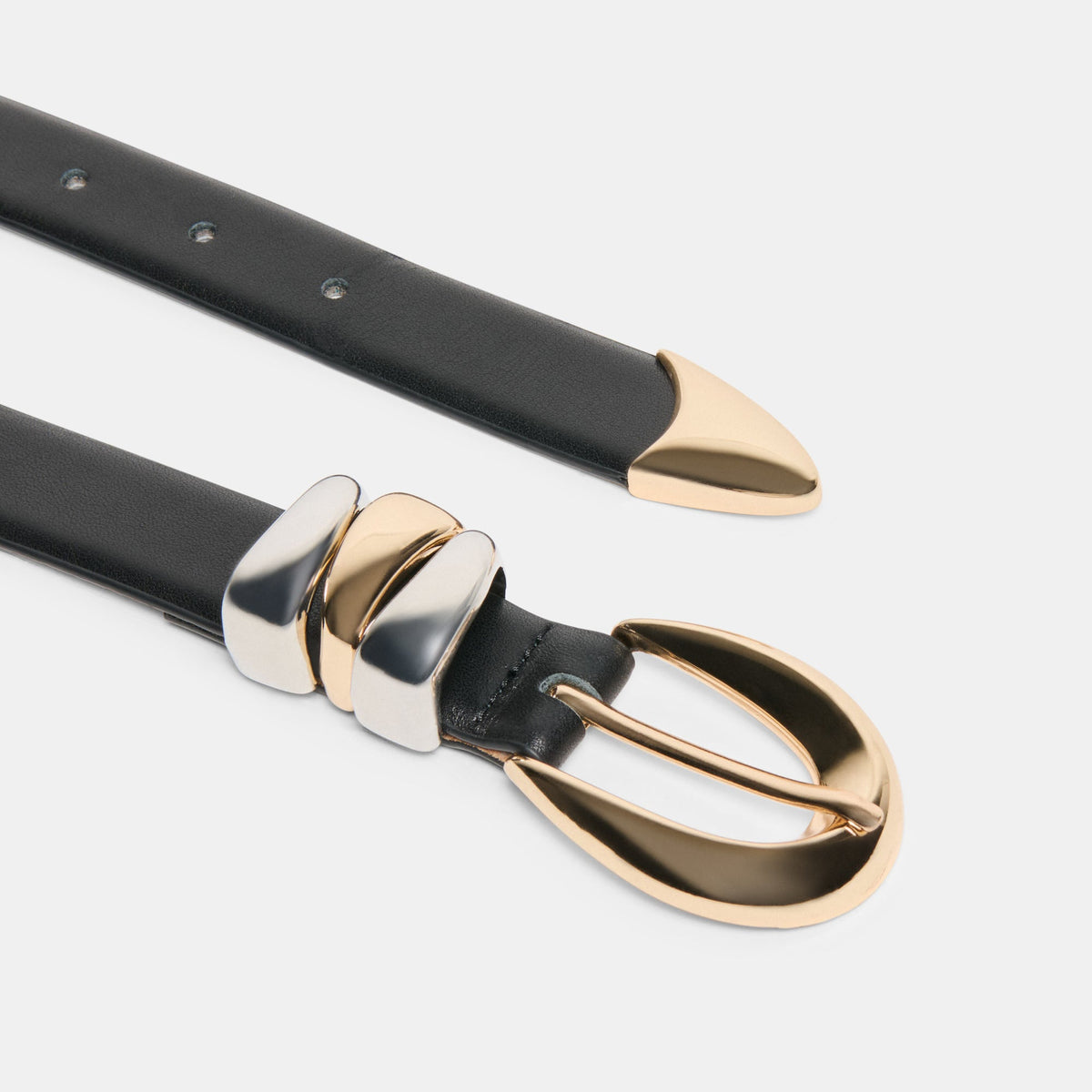 Mixed Metal Black Buckle Belt | Dolce Vita