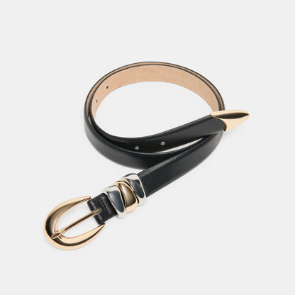 Mixed Metal Black Buckle Belt | Dolce Vita