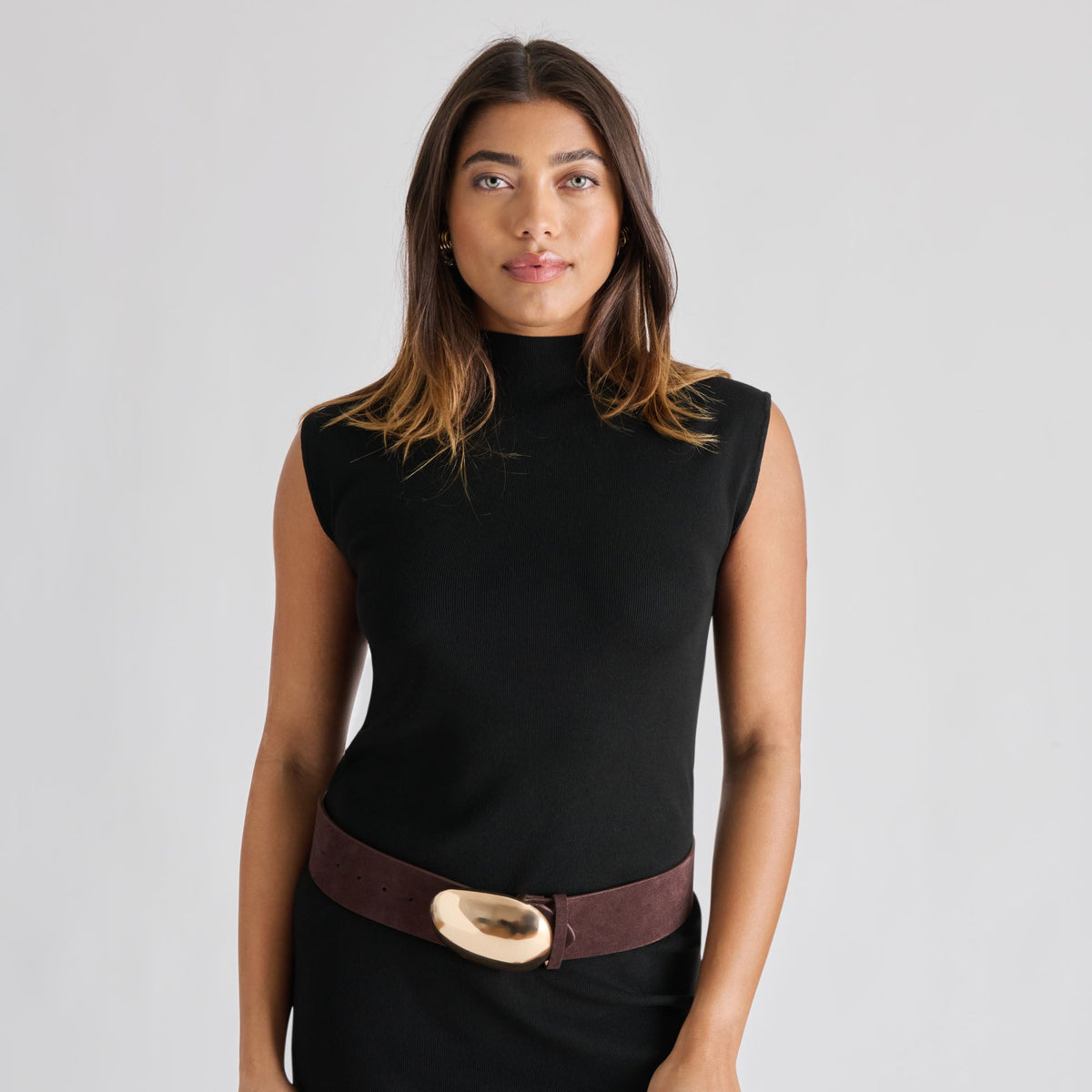 Bubble Mahogany Gold Buckle Belt | Dolce Vita
