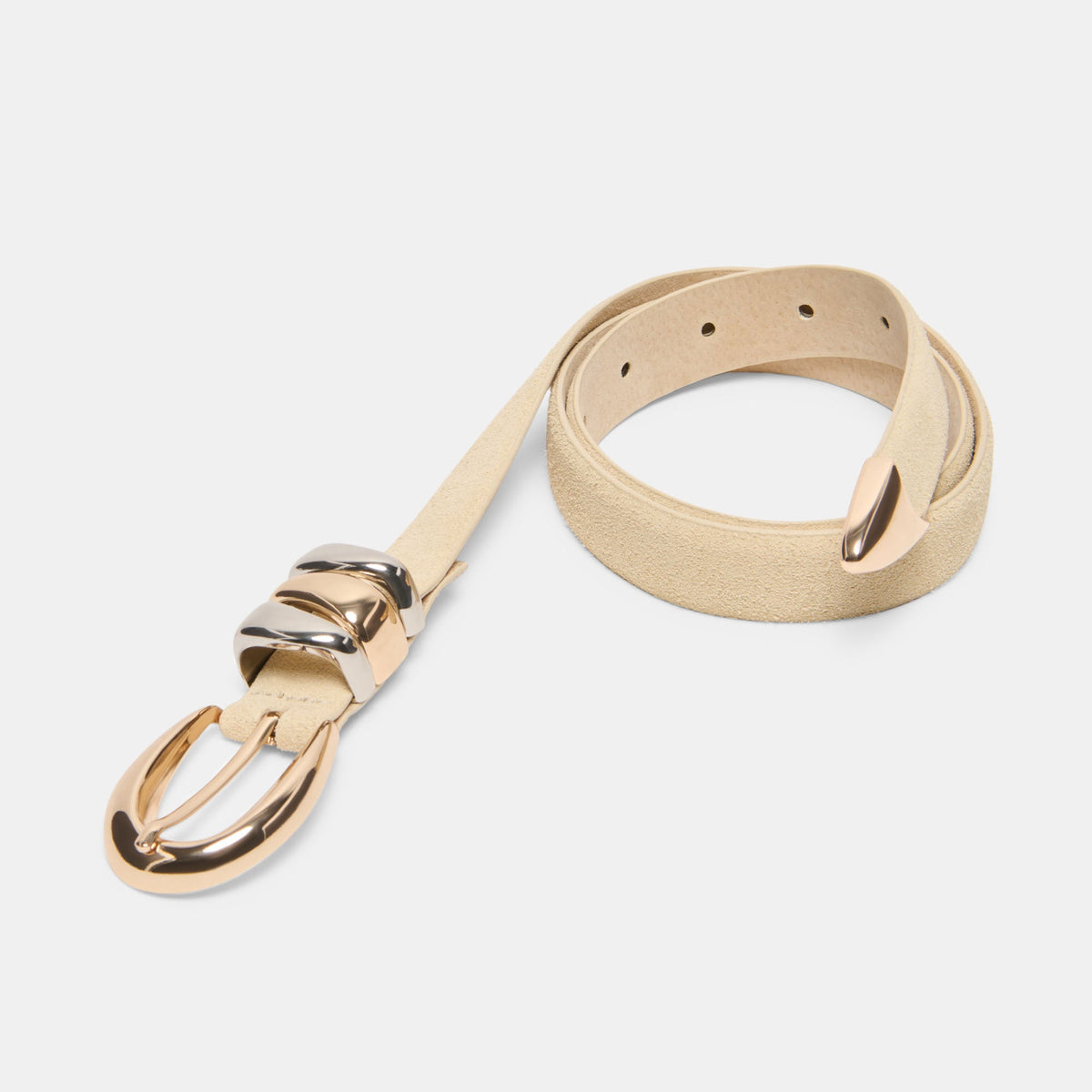 Mixed Metal Sand Suede Buckle Belt | Dolce Vita