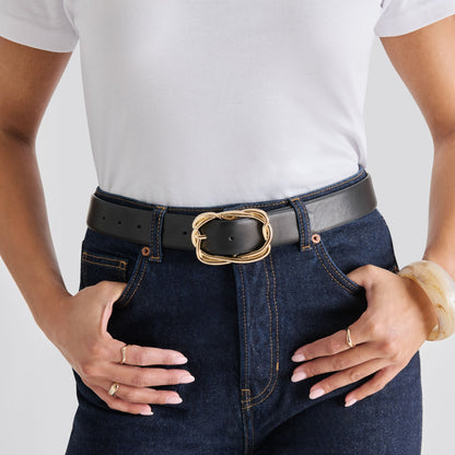 Braided Black Gold Buckle Belt | Dolce Vita