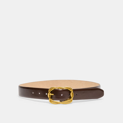 Braided Mahogany Gold Buckle Belt | Dolce Vita