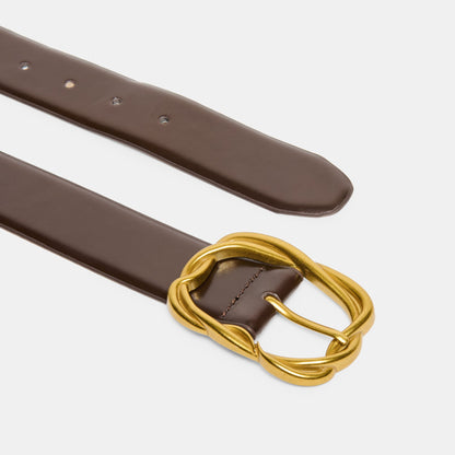 Braided Mahogany Gold Buckle Belt | Dolce Vita
