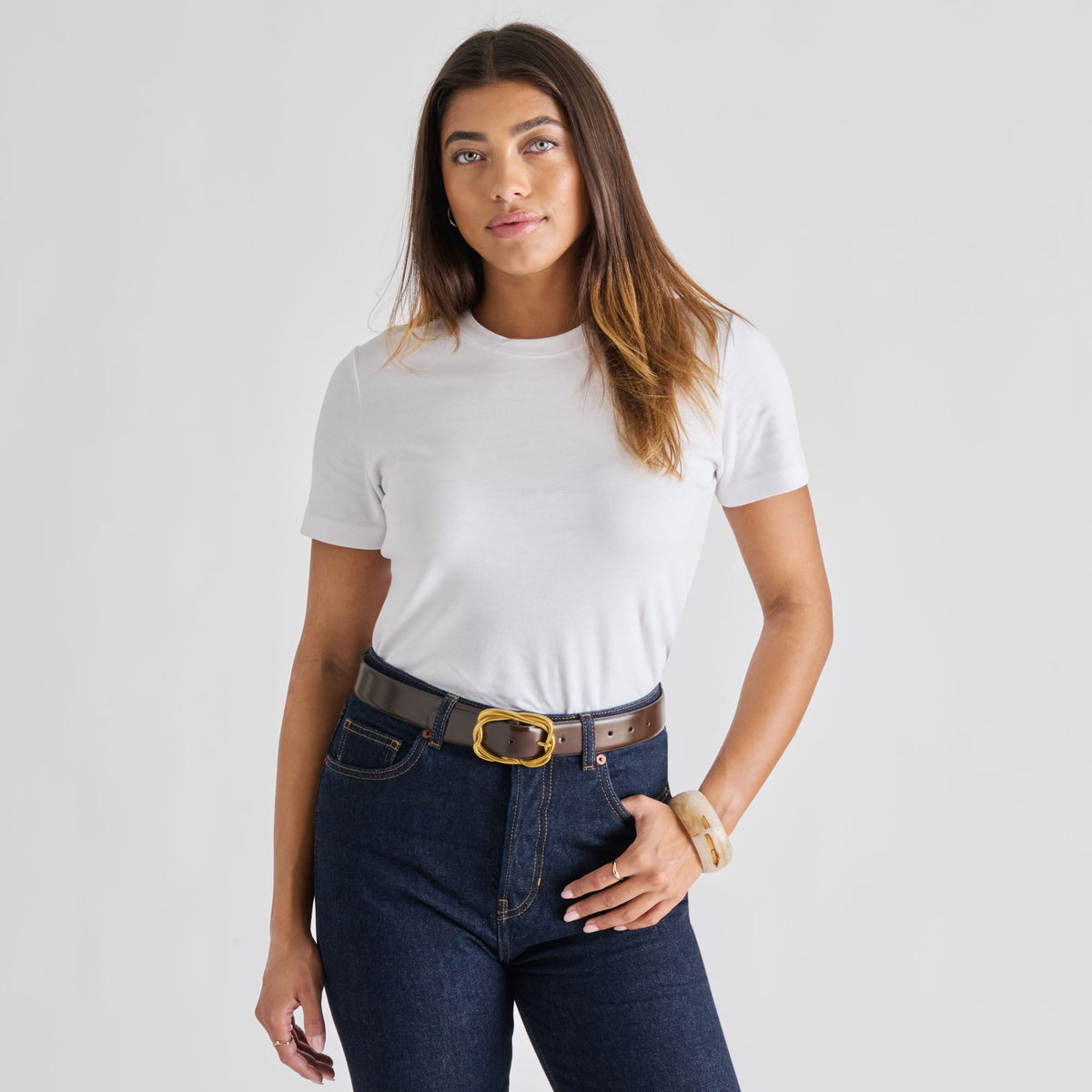 Braided Mahogany Gold Buckle Belt | Dolce Vita