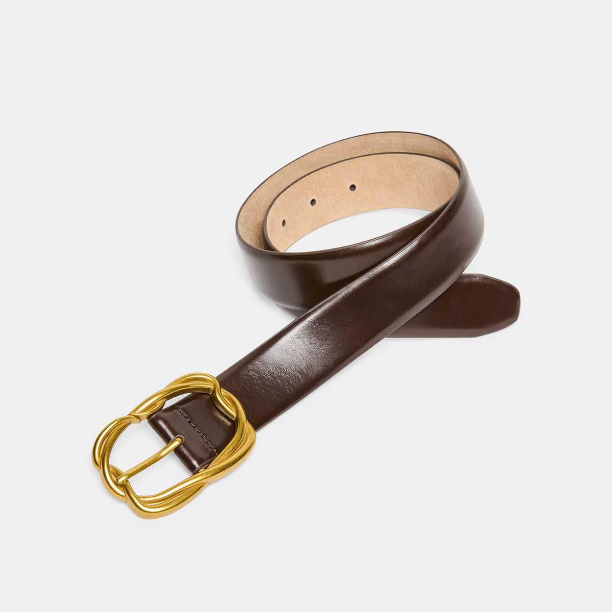 Braided Mahogany Gold Buckle Belt | Dolce Vita