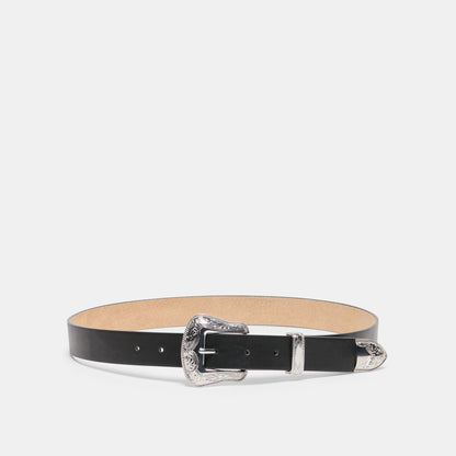 Vintage Western Black Silver Buckle Belt | Dolce Vita