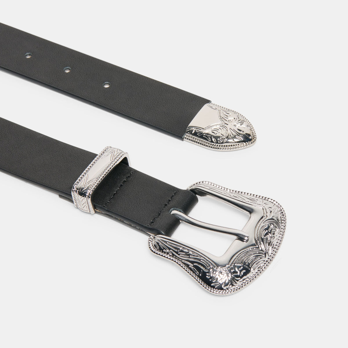 Vintage Western Black Silver Buckle Belt | Dolce Vita