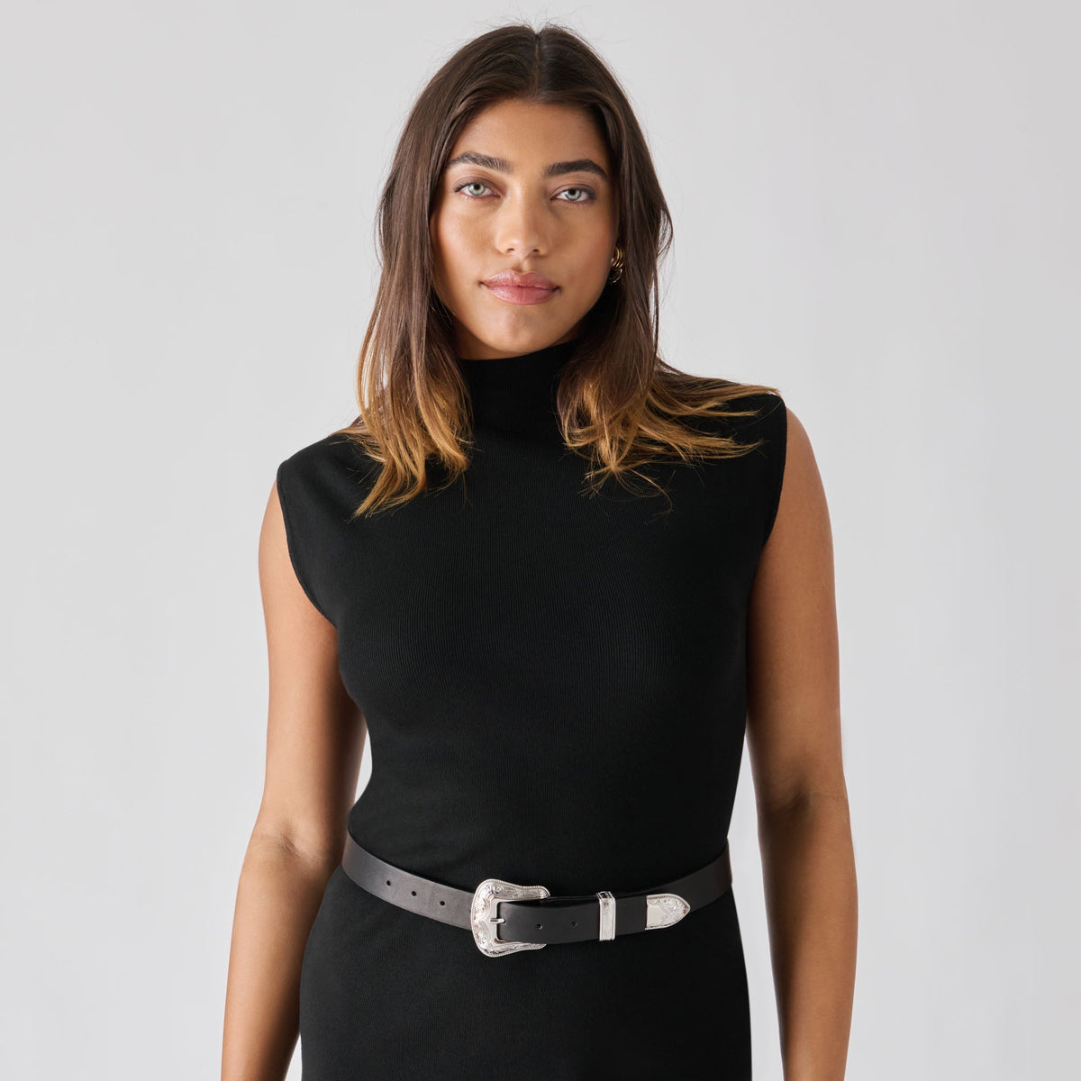Vintage Western Black Silver Buckle Belt | Dolce Vita
