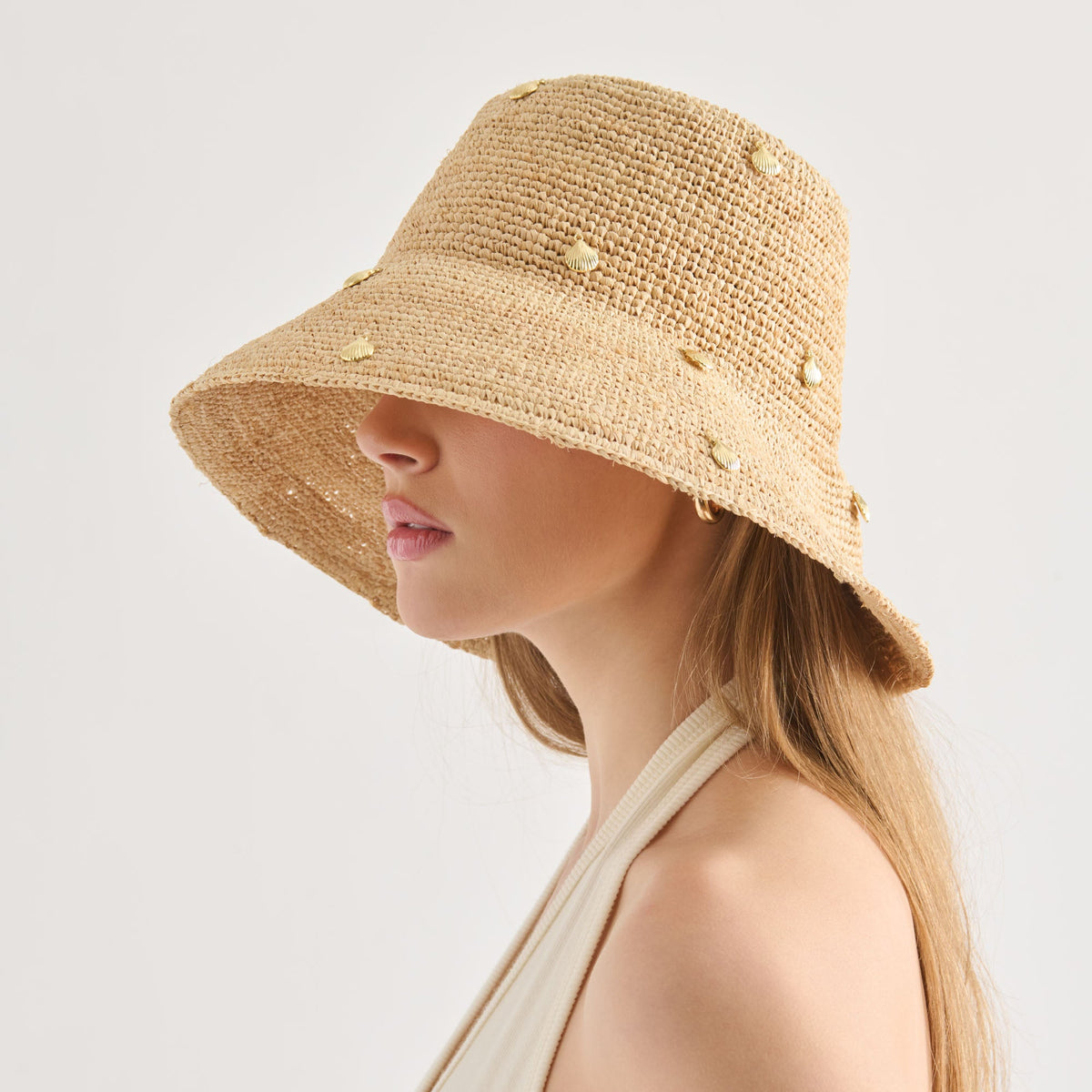 Straw Natural Cloche with Charms | Dolce Vita