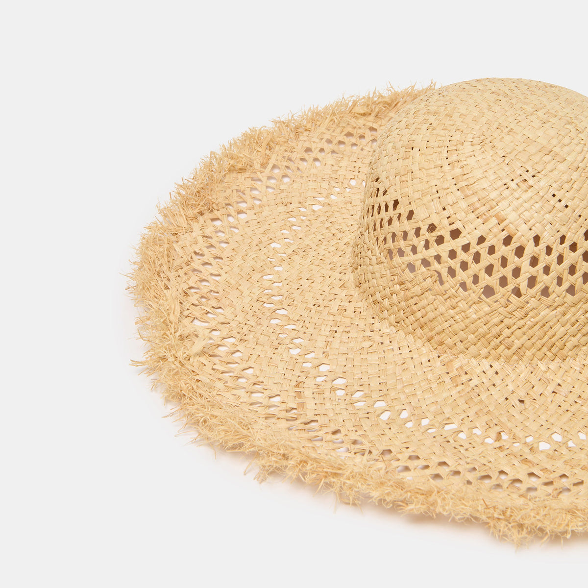 Open Weave Tan Sunhat with Frayed Edge | Dolce Vita