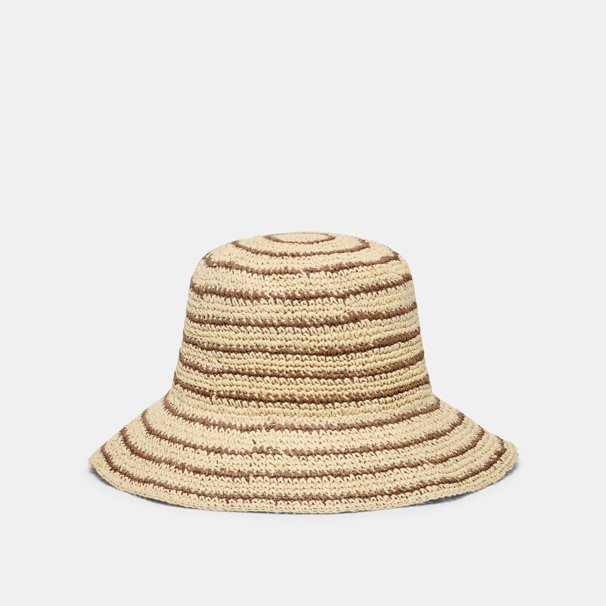 Striped Brown Natural Straw Cloche | Dolce Vita