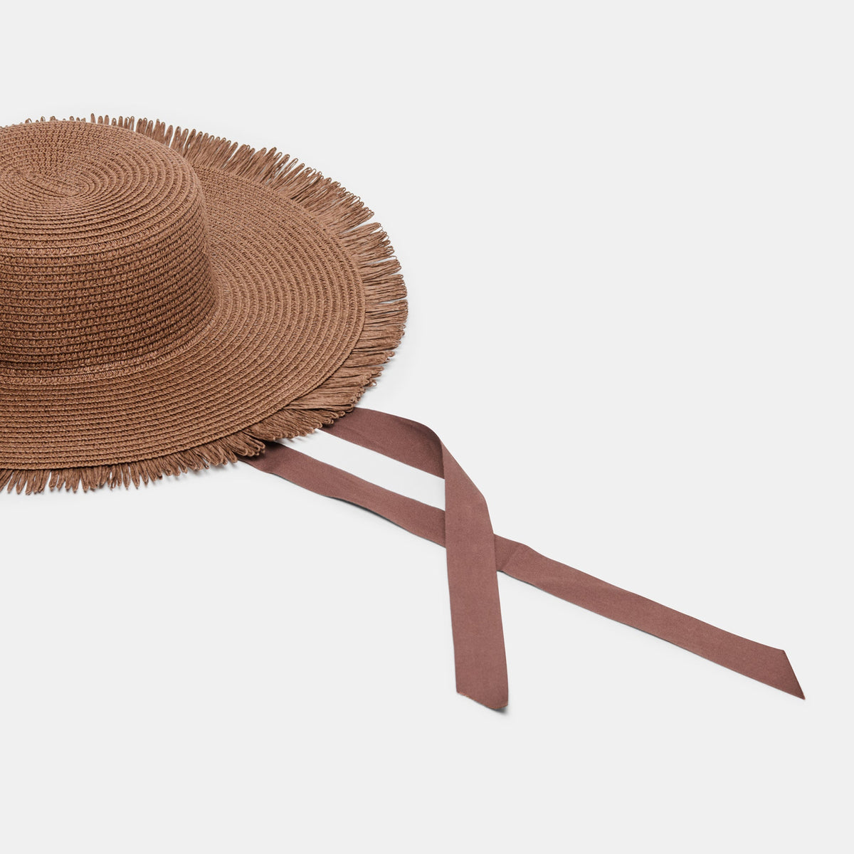 Floppy Dark Brown Sunhat with Ribbon and Frayed Edge | Dolce Vita