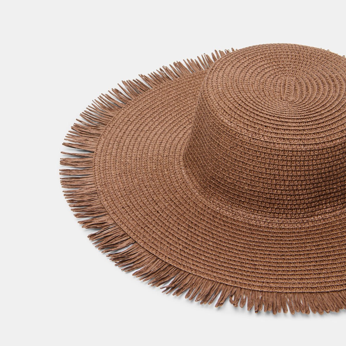 Floppy Dark Brown Sunhat with Ribbon and Frayed Edge | Dolce Vita