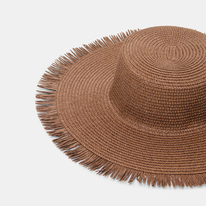 Floppy Dark Brown Sunhat with Ribbon and Frayed Edge | Dolce Vita