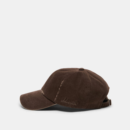 Distressed Dark Brown Baseball Cap with Embroidery | Dolce Vita