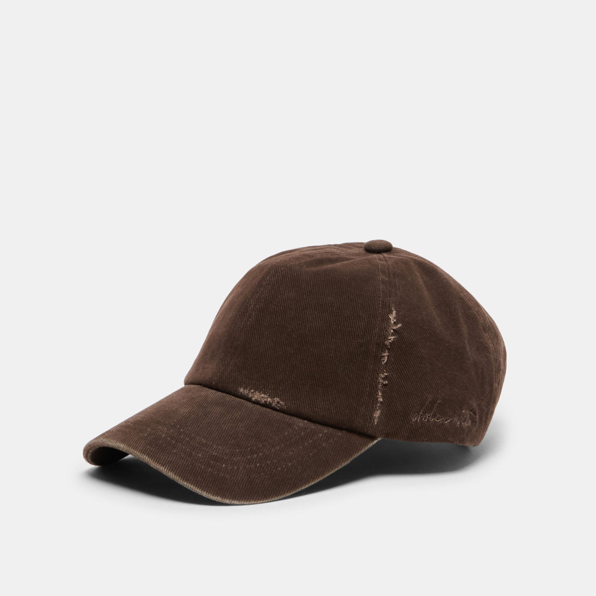 Distressed Dark Brown Baseball Cap with Embroidery | Dolce Vita